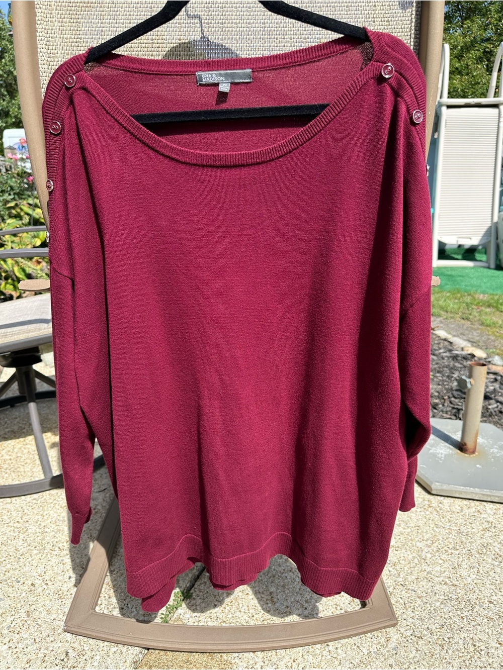 89th & Madison Burgundy Boat neck Women's 2XL Sweater - Fashion Basics